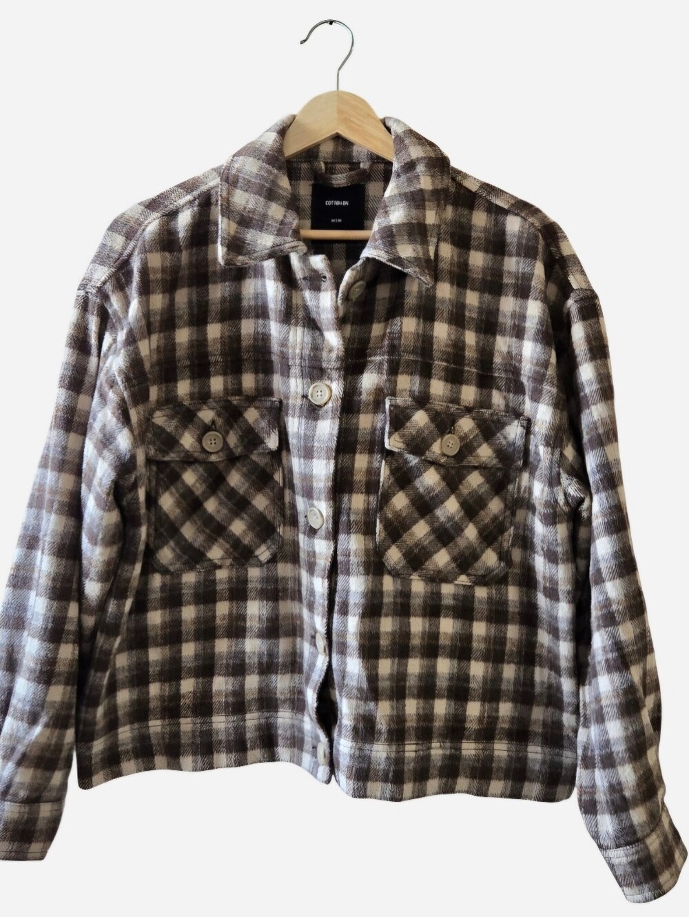 Cotton:On Plaid Flannel Shacket – Brown/Cream M